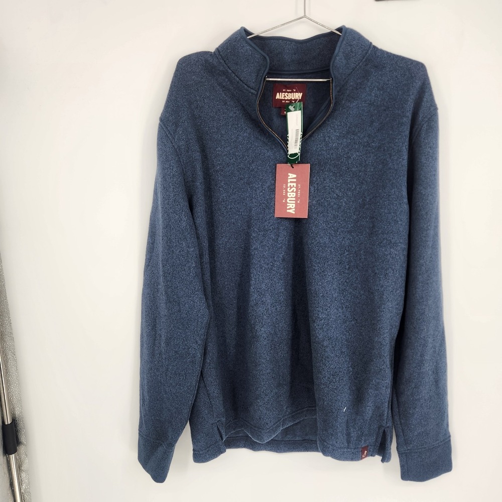 Alesbury Men's Navy Large Sweater Fleece Quarter Zip NWT